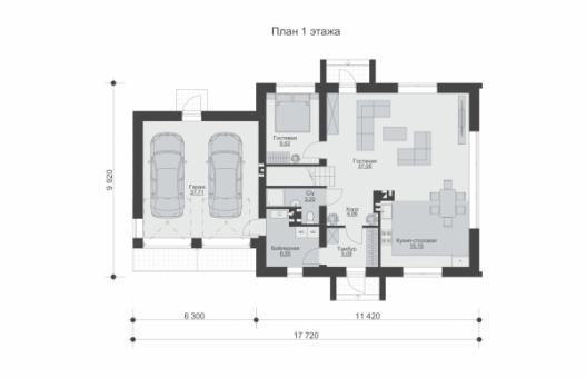 Проект одноэтажного жилого дома с мансардой в скандинавском стиле